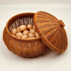 維諾亞新中式手工藤編水果面包零食雞蛋圓形干果盤(pán)家用手工編織籃子 【可裝100個(gè)雞蛋】口徑25內徑30高16
