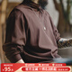 馬登工裝 美式復古仿德絨打底衫高領(lǐng)磨毛保暖拼接插肩袖T恤男秋季 咖啡色 2XL