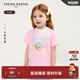 Teenie Weenie Kids小熊童裝25年夏季新款女寶寶肩開(kāi)扣印花短袖T恤打底衫 粉色 120 cm
