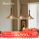 ShareDon餐廳吊燈 吧臺(tái)島臺(tái)餐桌法式中古風(fēng)新款飯廳專用復(fù)古原木中山燈具 3頭_140cm_實(shí)木吊燈-單色暖光
