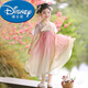 迪士尼（Disney）漢服女童夏季2025新款兒童古風(fēng)高端超仙國風(fēng)連衣裙女孩飄逸表演服 粉色短袖全套(頭飾+眉心貼) 130