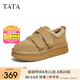 他她（TATA）加絨厚底毛毛鞋外穿女鞋冬季保暖單鞋子新款CGH01DM4 黃棕（仿毛里） 37