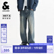 杰克·瓊斯（JACK&JONES）七夕情人節(jié)禮物男裝秋季新款時尚做舊水洗休閑廓形牛仔褲闊腿褲 A14深牛仔藍(lán) 常規(guī) 32 175 W32/L32