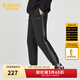 卡賓（CABBEEN）【撞色織帶】拼接休閑褲男2024夏季新款錐形束腳衛褲寬松刺繡 煤黑色01 L /175/50