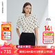 朗姿復古法式波點(diǎn)設計感短袖上衣襯衣女2024年夏新款通勤氣質(zhì)襯衫 米黃色 M