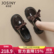 卓詩(shī)尼粗跟小皮鞋女2025秋冬新款蝴蝶結單鞋復古配裙子加絨厚底樂(lè )福鞋女 棕色-單里 37