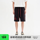 CHINISM【商場同款】CH赤塵撞色刺繡純棉休閑短褲男士夏季運動五分褲做舊 水洗黑 L
