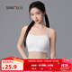 三福2024新款運動(dòng)風(fēng)文胸女固定杯抹胸美背細肩帶裹胸吊帶背心內衣 白色 75B