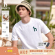 哈吉斯（HAZZYS）男裝 夏季休閑重磅大Logo寬松圓領(lǐng)短袖T恤男ASTZE0CBX70 白色WT L （175/96A 48）