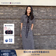 TOMMY HILFIGER【顯瘦百搭】夏季女休閑條紋收腰開叉POLO長(zhǎng)裙連衣裙 黑白條紋0AY S