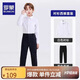 羅蒙兒童襯衫黑褲子男童演出服套裝春夏長(zhǎng)袖白襯衣西褲兩件套 白色160