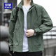 羅蒙（ROMON）立領(lǐng)外套男新款戶(hù)外休閑時(shí)尚耐磨大口袋防風(fēng)防曬工裝夾克 綠 L