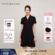 TOMMY HILFIGER【鑲邊V領(lǐng)】夏季女裝氣質(zhì)休閑通勤顯瘦POLO連衣裙76J5007 黑色BEI XL