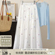 她池松緊腰半身裙2025夏裝新款女裝甜美刺繡中長(cháng)款優(yōu)雅A字裙