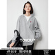 初語(yǔ)拼接假兩件連帽衛衣女秋季新款?lèi)?ài)心刺繡寬松減齡運動(dòng)上衣情侶 花灰色 M