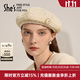 She's茜子巴比耶優(yōu)雅小香風(fēng)秋冬貝雷帽小眾設計優(yōu)雅帽子百搭畫(huà)家帽女帽 白色H0 均碼 M(56-58cm)