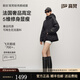 高梵輕殼5.0黑金鵝絨服5分收腰顯瘦秋冬新款女裝羽絨短厚外套 黑色 M