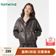 熱風(fēng)（Hotwind）2025年春季新款女士仿皮外套復古機車(chē)風(fēng)外套美拉德pu皮夾克 02棕色 L