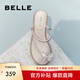 百麗（Belle）夾腳人字拖女商場(chǎng)同款水鉆休閑拖鞋A9J1DBL4 銀色-平跟款 36 (230mm)