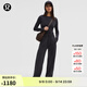 lululemon丨Contrast-Ribbed Softstreme 女士羅紋拼接闊腿褲 LW5HUXA 黑色 M