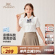 英氏（YEEHOO）女童套裝兒童衣服夏季時尚休閑學(xué)院風(fēng)短袖短裙兩件套夏裝中大童裝 學(xué)院百褶領(lǐng)結(jié)（套裝） 【涼感棉柔】 160 cm【順豐包郵&極速達(dá)】