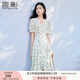 香影綠色碎花連衣裙女2025夏裝新款小個(gè)子清新收腰泡泡袖v領(lǐng)裙子 綠花 L 165/88A/110-125斤
