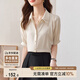 尚都比拉高級氣質(zhì)通勤襯衫女夏季青年時尚設計感方領五分袖襯衣 杏色 M