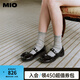 MIO七夕禮物米奧夏季圓頭低跟蝴蝶結(jié)單鞋珍珠帶舒適俏皮瑪麗珍女鞋 黑色 36