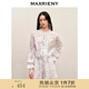 MAXRIENY【商場(chǎng)同款】玫瑰印花雪紡衫套裝甜美浪漫氛圍感歐外套 紫花 S 01