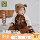 拉比小熊連體衣嬰兒衣服25秋冬新款長(zhǎng)袖寶寶爬服休閑外出服 卡其色 66cm