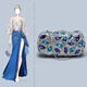 簡(jiǎn)瑞吉娜輕奢藍鉆宴會(huì )手拿包搭配旗袍晚禮服的小包包女新款精致高檔晚宴包 藍色 麻花長(cháng)鏈+手提鏈