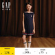 GAP女童2025夏季新款小熊刺繡海軍領(lǐng)百褶連衣裙兒童裝運動(dòng)767071