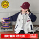 G.DUCKKIDS童裝女童外套春秋季2025新款兒童棒球服春裝時(shí)尚印花夾克上衣女孩 2506白花灰色 160 尺碼13~14歲【150-160cm】