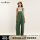 謎底背帶褲女士夏季新品復(fù)古文藝風(fēng)寬松直筒長褲242MK0618 松柏綠條 L