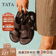 他她（TATA）真皮復古涼鞋男款軟底沙灘鞋休閑涼鞋秋季新款73X01BL5 啡色 43