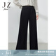玖姿（JUZUI）三宅風(fēng)肌理褶皺闊腿褲女裝春季設計感顯瘦直筒休閑褲 素黑 M