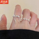 Andralyn銀色蝴蝶結線(xiàn)條戒指女夏ins簡(jiǎn)約冷淡風(fēng)網(wǎng)紅食指戒開(kāi)口可調節指環(huán) 蝴蝶結戒指— 大蝴蝶結【1個(gè)】