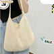 葉余新款針織包包單肩編織通勤休閑購物袋大容量時(shí)尚托特包女跨境 米白丫 通勤百搭