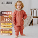 Milkbarn嬰兒秋季夾棉連體服寶寶連帽哈衣新生兒爬爬服雙面穿外套 桃紅小桃 90cm (18-24m)