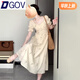 DGOV法式方領碎花連衣裙女夏季2025新款小個子感大方得體顯瘦長裙 連衣裙【仙女氣質設計師款廳里廳 S 40/45kg