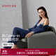 愛(ài)慕（Aimer）25秋睡美人睡衣女抗菌防螨開(kāi)衫帶杯不凸點(diǎn)吊帶九分褲三件套裝 【入秋三件套】鳶尾藍 AM46A851 L 170