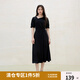 獨束大碼女裝氣質(zhì)收腰顯瘦黑色抽褶連衣裙赫本風(fēng)2025夏裝新款長(cháng)裙 靜謐黑（梨型） XL （尺碼：3）