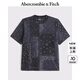 ABERCROMBIE & FITCH男裝25秋季新款美式復古重磅棉質(zhì)寬松圓領短袖T恤KI124-5399 黑灰色 M (180/100A)