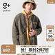 金利來（Goldlion）g+男士棉服秋冬潮流復(fù)古刺繡圖案菱格薄棉衣男裝情侶無領(lǐng)外套 64卡其綠 XL 180/96A 推薦140-150斤
