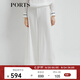 PORTS寶姿 商場同款新品女裝高腰垂感闊腿褲三醋纖LL8P096KWB008 奶白色 S (4)
