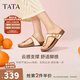 他她（TATA）復古休閑夾腳拖鞋女鞋氣質(zhì)厚底涼鞋2025秋季新款7GN02BT5 米白 36