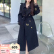 妤遇（YUUZYUUS）品牌女裝風(fēng)衣外套女2025春秋新款韓版氣質(zhì)優(yōu)雅雙排扣西裝領(lǐng)大衣 黑色 M 建議111-130斤