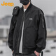 JEEP吉普軍綠夾克男士休閑工裝外套2025年秋季新款棒球服領上衣男 黑色 XL