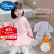 迪士尼寶寶女童連衣裙洋氣春秋裝2024新款兒童長(zhǎng)款衛(wèi)衣加絨花邊公主紗裙加厚 粉色加絨款 100