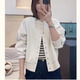 施格燕棒球服女士短外套春秋季新款小個(gè)子短款休閑爆款?yuàn)A克開衫上衣 白色 M （90-100斤）